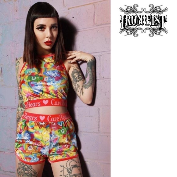 Iron Fist Velvet Care Bear Rainbow Halter Tank M NWT - Picture 8 of 8